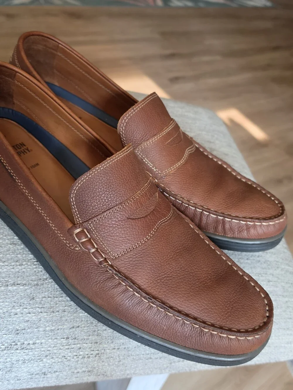 Johnston & Murphy Men's Classic Brown Leather Penny Loafers